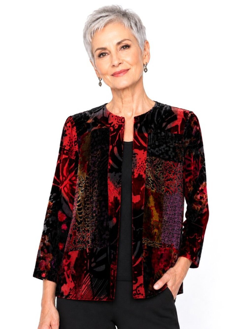 Laura Ashley Floral Silk Velvet Burnout Cardigan